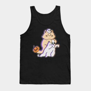 cute cat riding ghost Tank Top